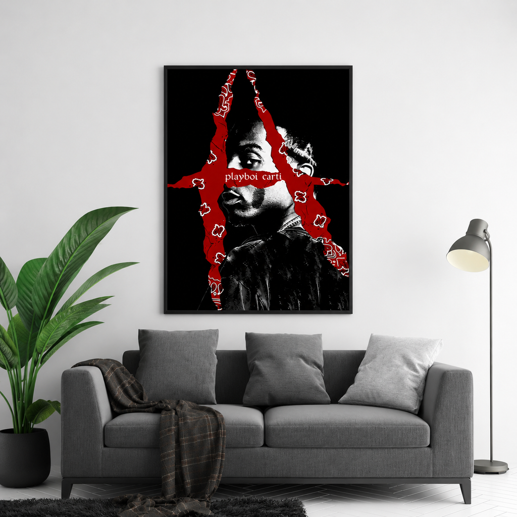 Playboi Carti Red Bandana  | Unframed Bedroom Wall Art album cover poster print wall art decor