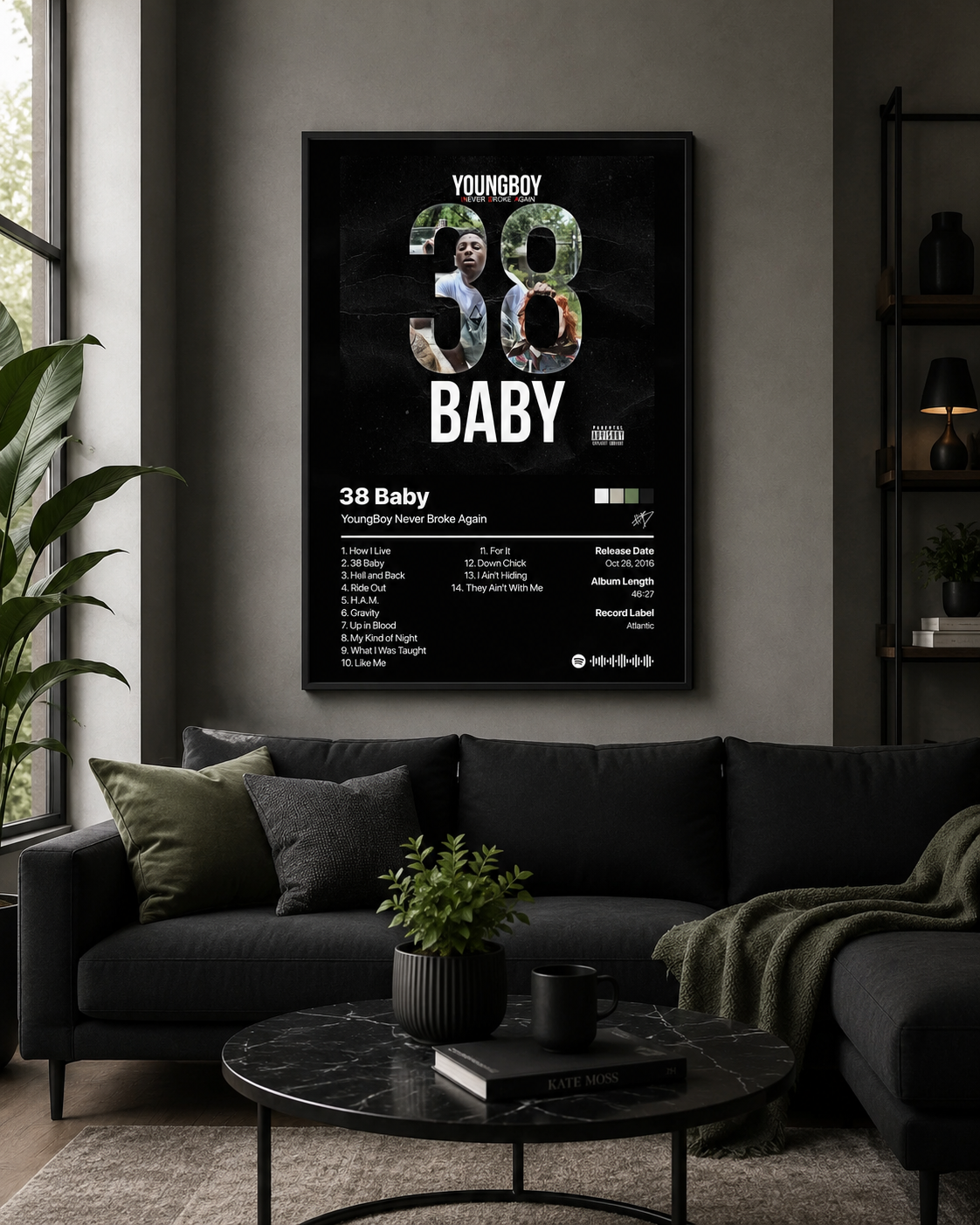 YoungBoy Never Broke Again 38 Baby Tracklist Poster | Unframed Bedroom Wall Art