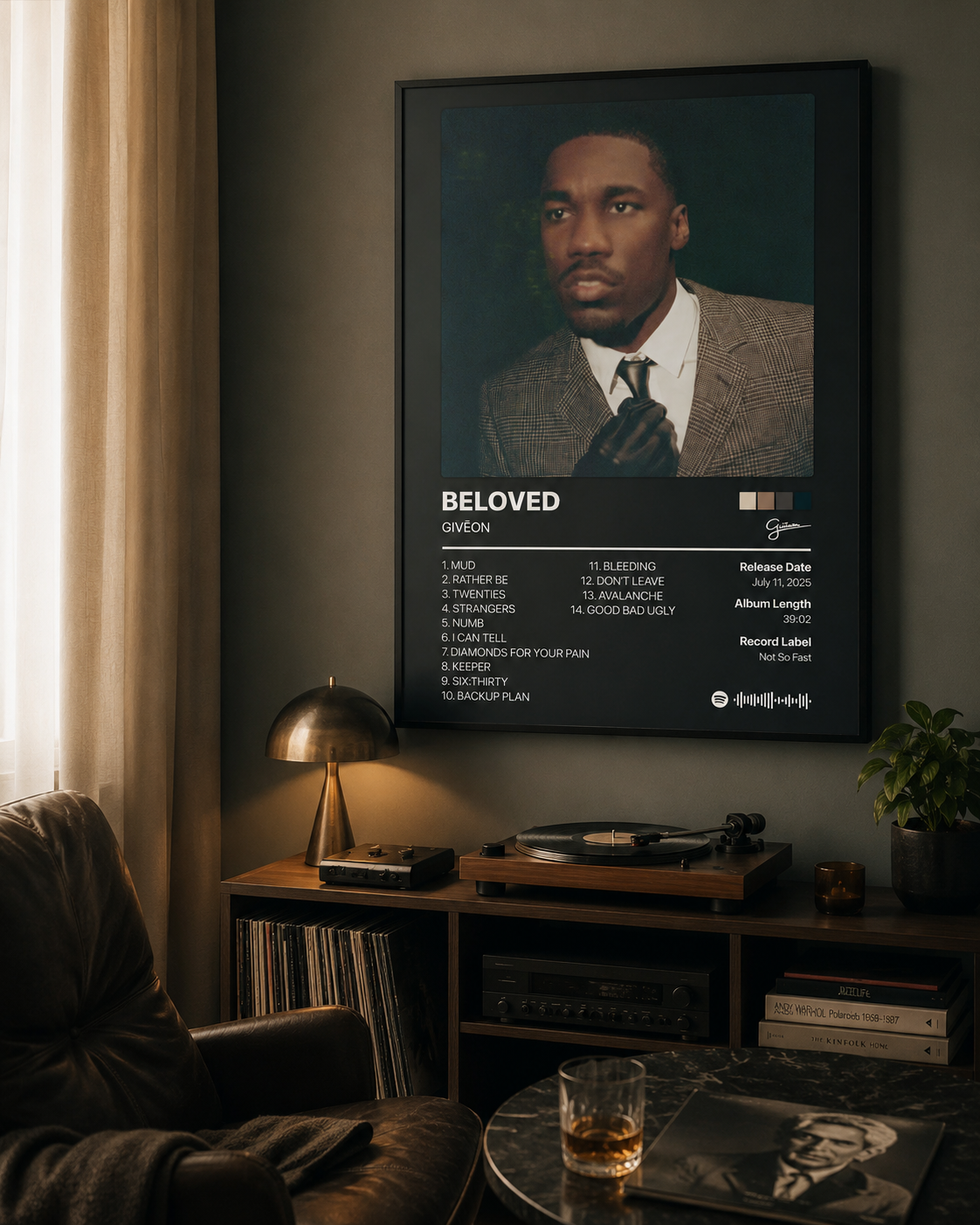 GIVĒON BELOVED Tracklist | Unframed Bedroom album cover poster print wall art decor