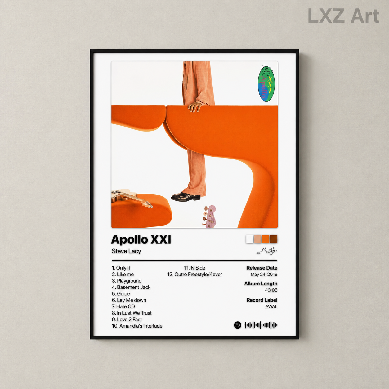 Steve Lacy Apollo XXI Tracklist Poster | Unframed Bedroom Wall Art