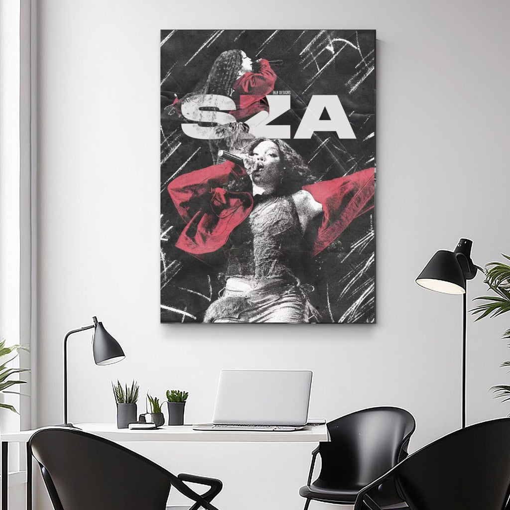 SZA Live Performance Red and Black Contrast Art album cover poster print wall art decor