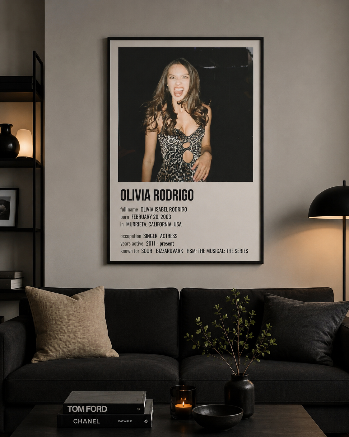 Olivia Rodrigo Biography Portrait | Unframed Bedroom album cover poster print wall art decor