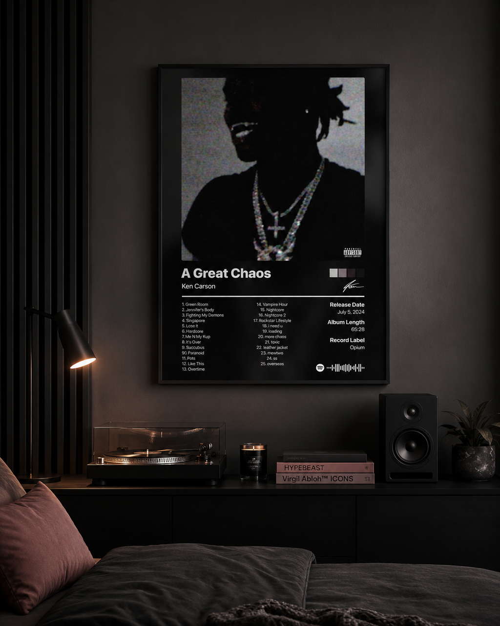 Ken Carson A Great Chaos Tracklist  | Unframed Bedroom Wall Art album cover poster print wall art decor