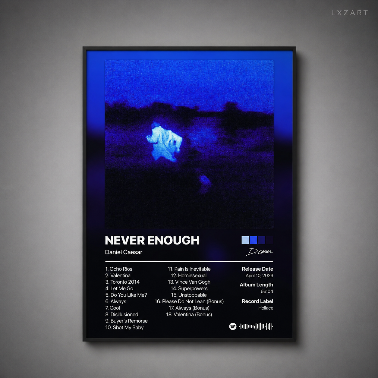 Daniel Caesar Never Enough Tracklist Poster | Unframed Bedroom Wall Art