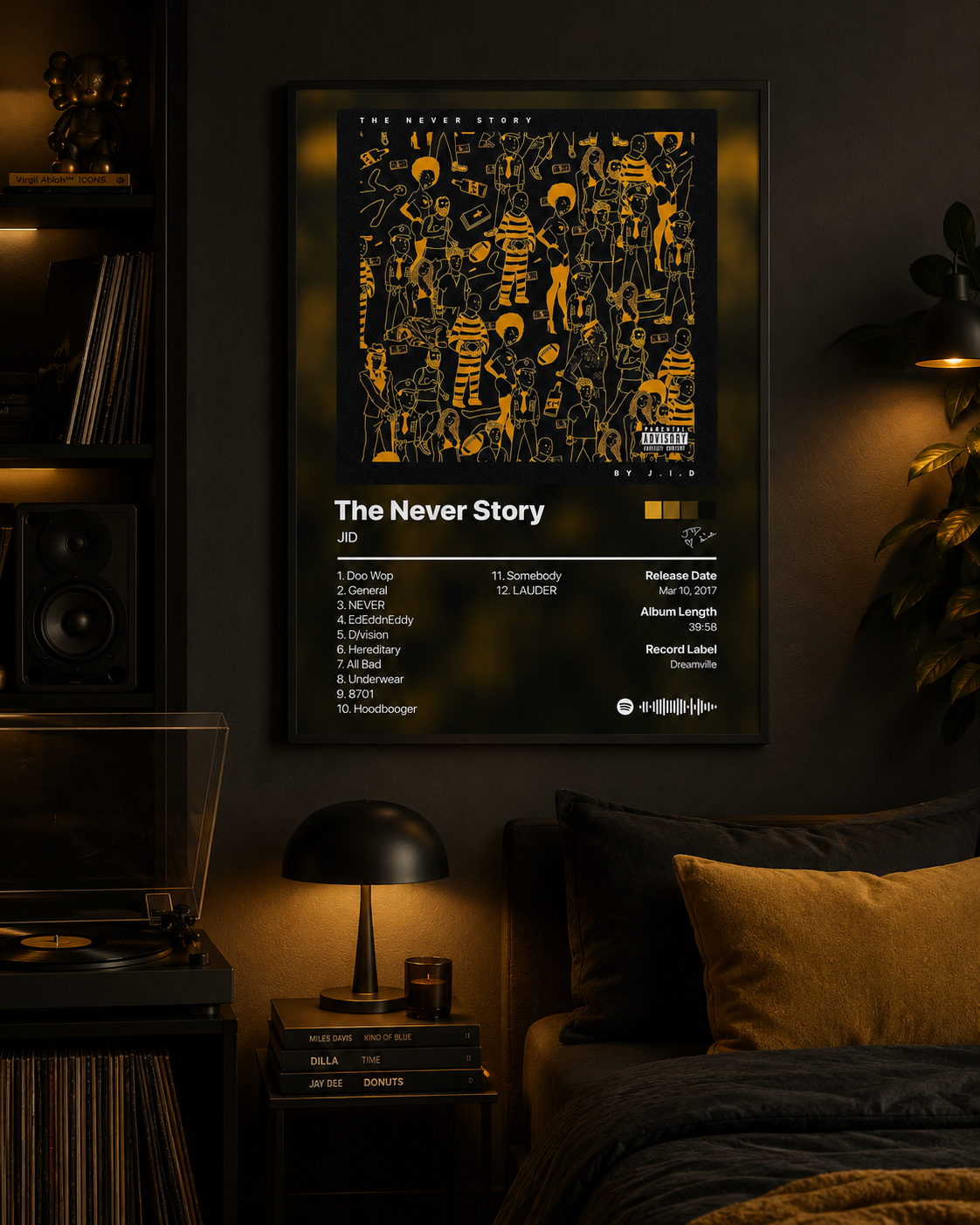 JID The Never Story Tracklist Poster | Unframed Bedroom Wall Art