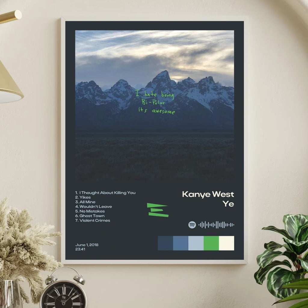 Kanye West Ye Tracklist Wall Art Print album cover poster print wall art decor