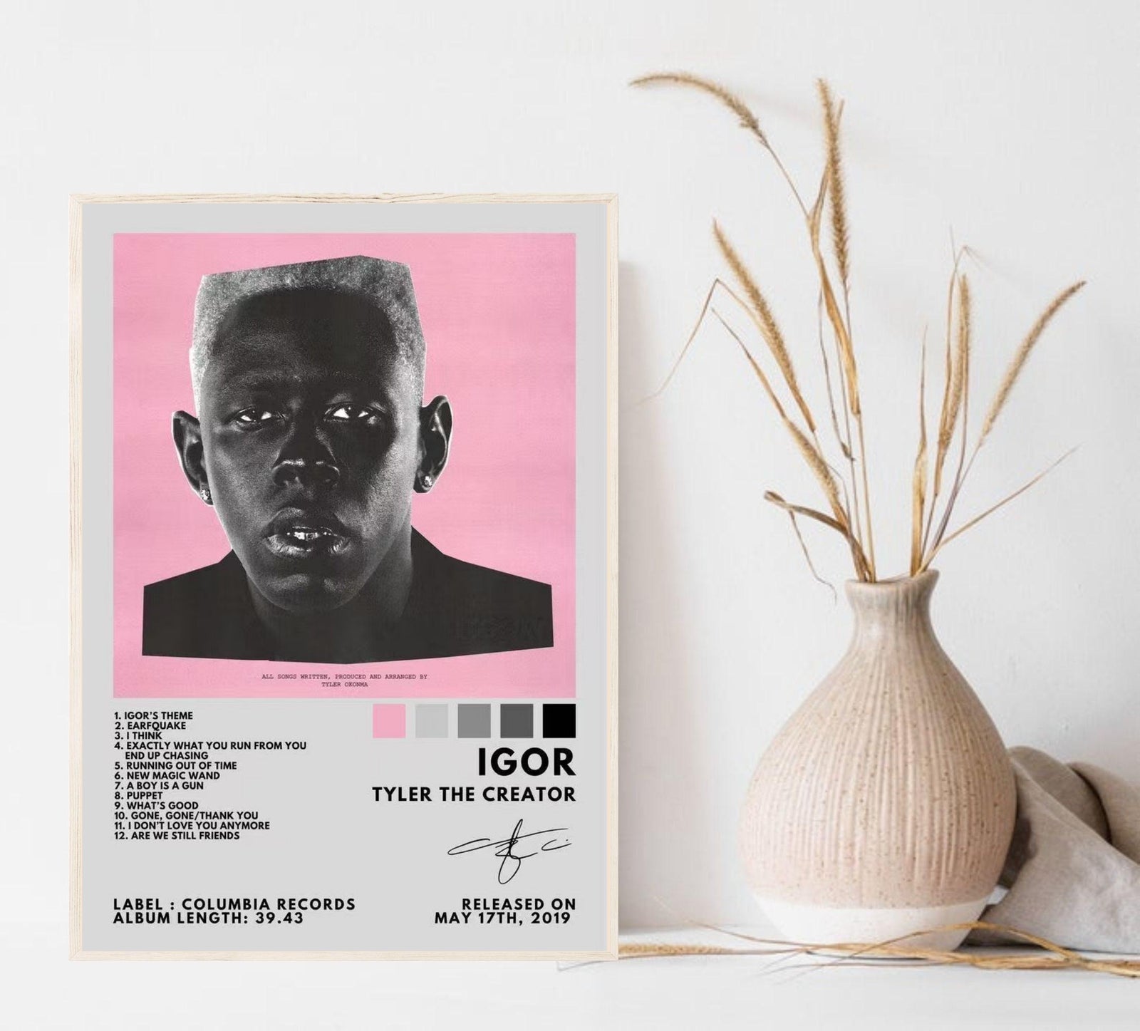 Tyler, The Creator IGOR Era Pink Tracklist Art album cover poster print wall art decor