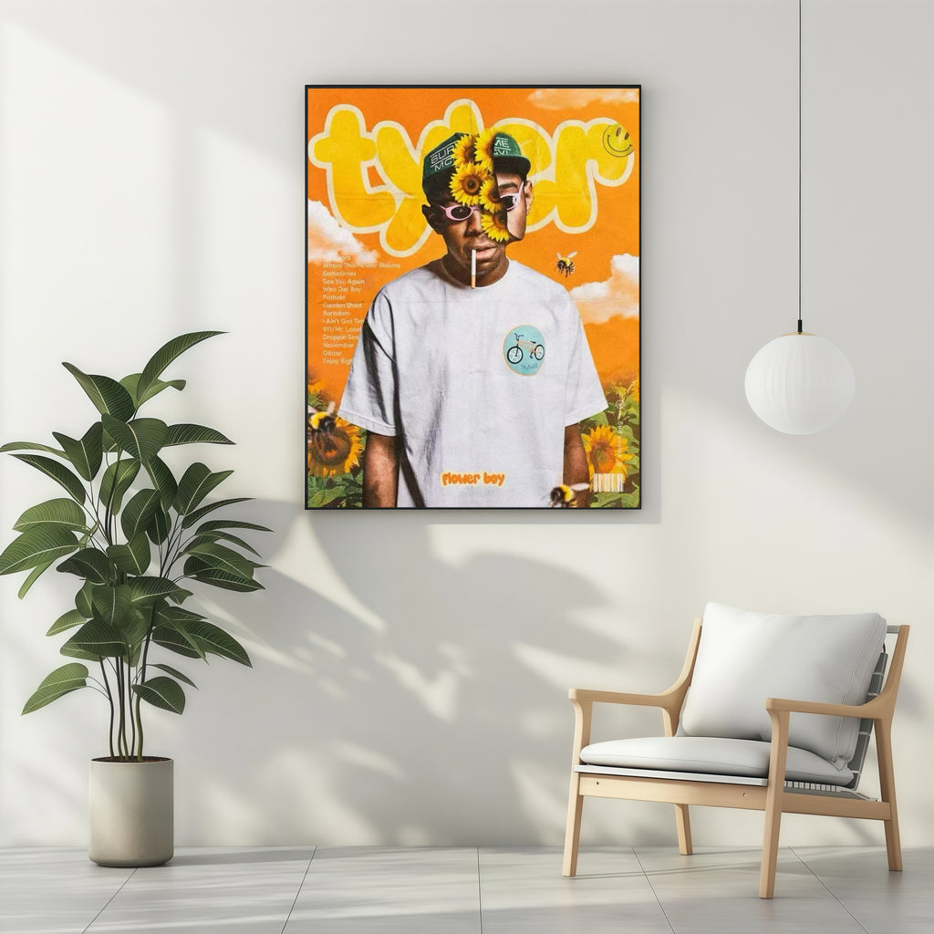 Tyler, The Creator Double Exposure Sunflower Graphic Art album cover poster print wall art decor