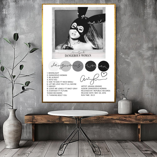 Ariana Grande Dangerous Woman Tracklist  | Unframed Bedroom album cover poster print wall art decor