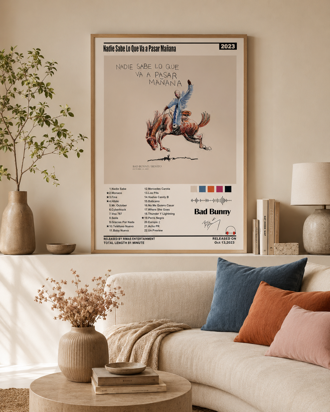 Bad Bunny Nadie Sabe Lo Que Va a Pasar Mañana Album | Unframed Bedroom album cover poster print wall art decor