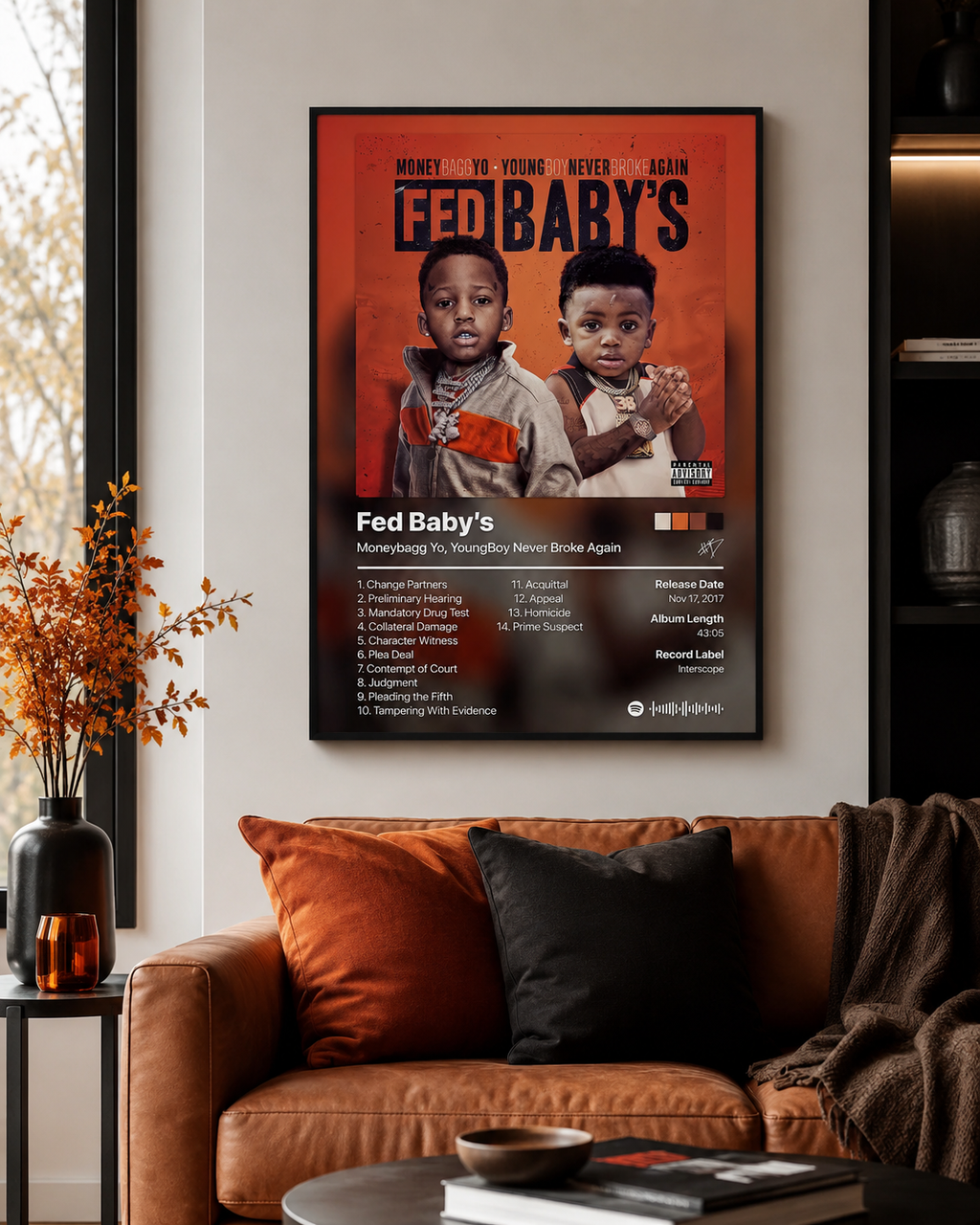 Moneybagg Yo & YoungBoy Never Broke Again Fed Baby’s Tracklist  | Unframed Bedroom Wall Art album cover poster print wall art decor