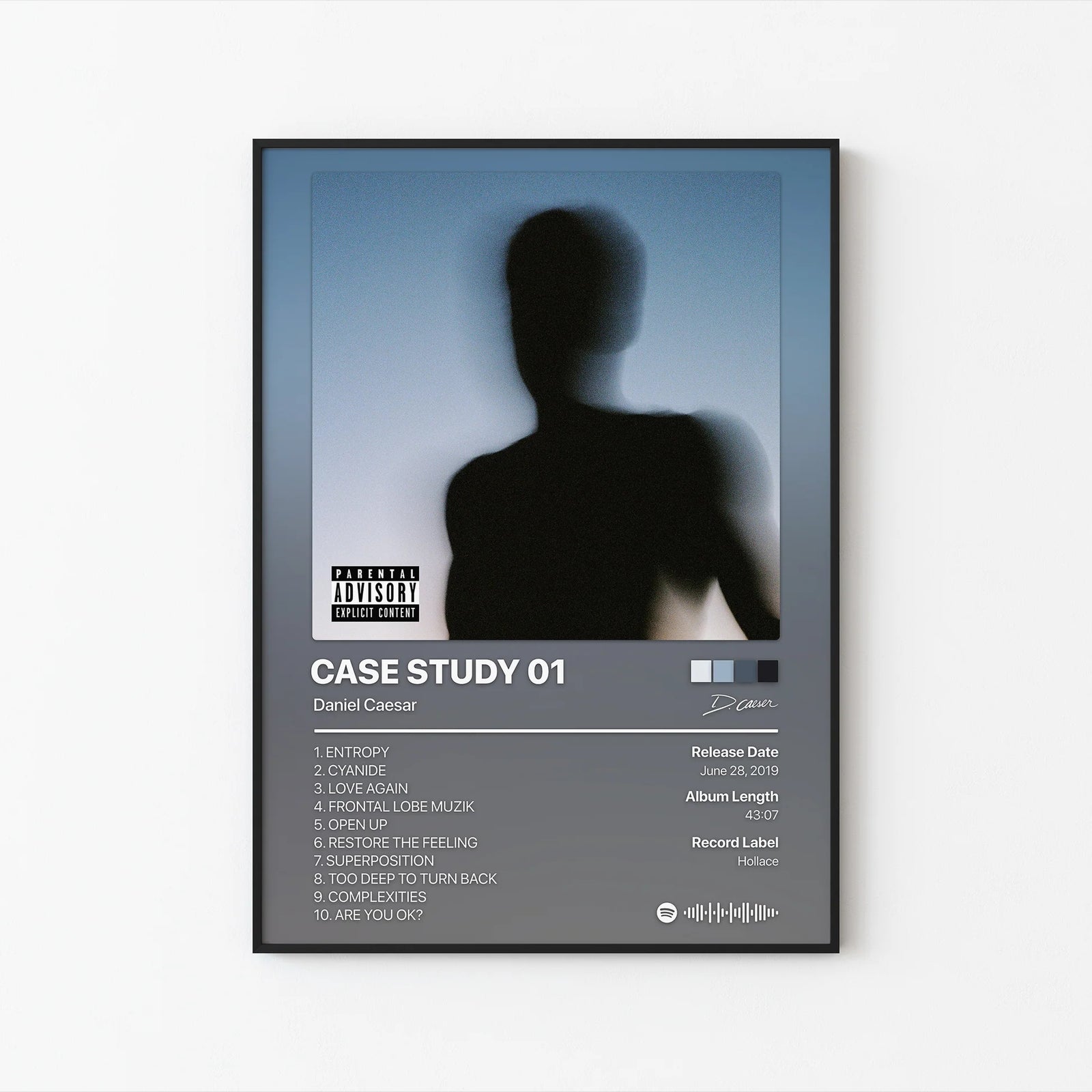 Daniel Caesar Case Study 01 Tracklist | Unframed Bedroom album cover poster print wall art decor