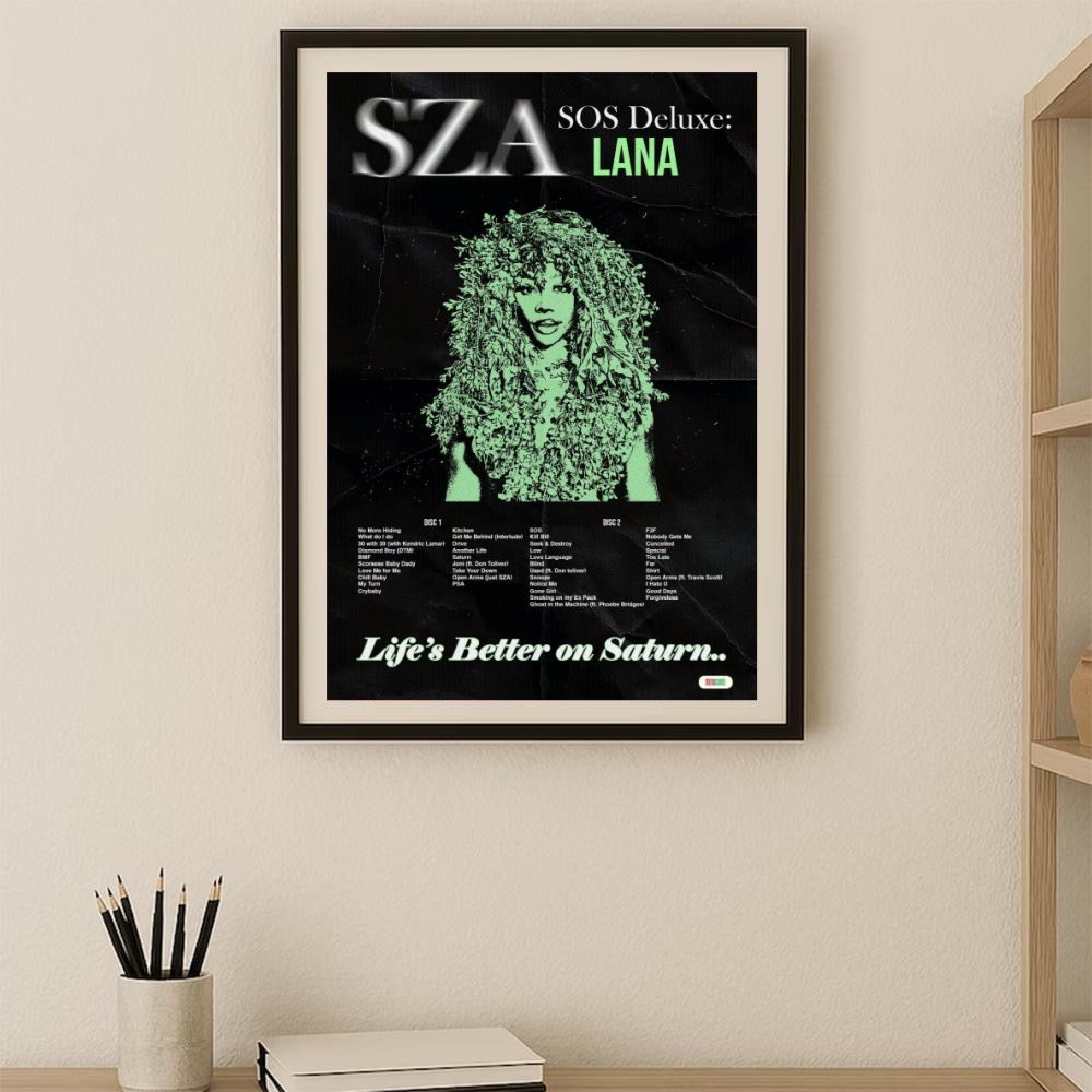 SZA SOS Deluxe Saturn Green Portrait Canvas Art album cover poster print wall art decor