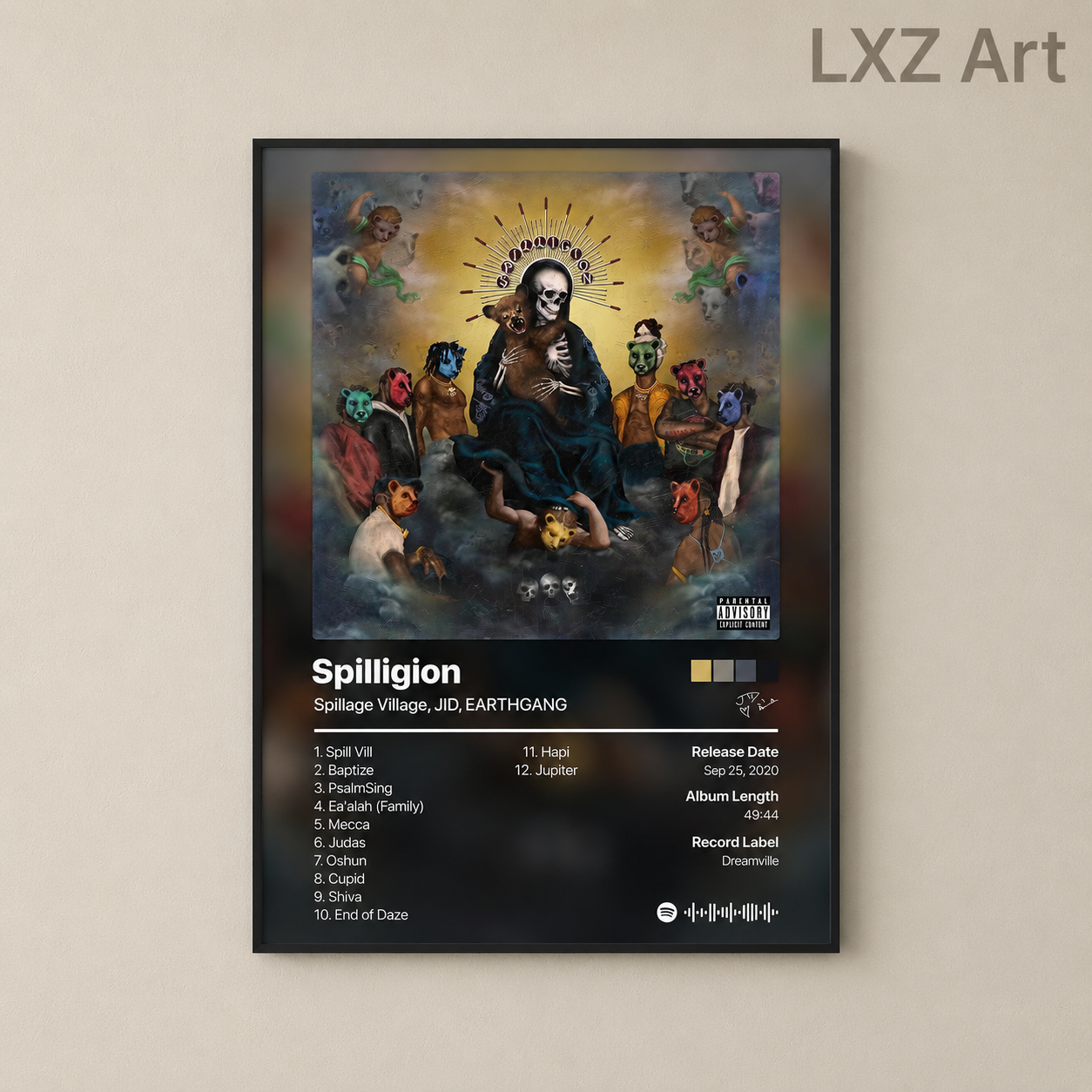 Spillage Village JID EARTHGANG Spilligion Tracklist Poster | Unframed Bedroom Wall Art