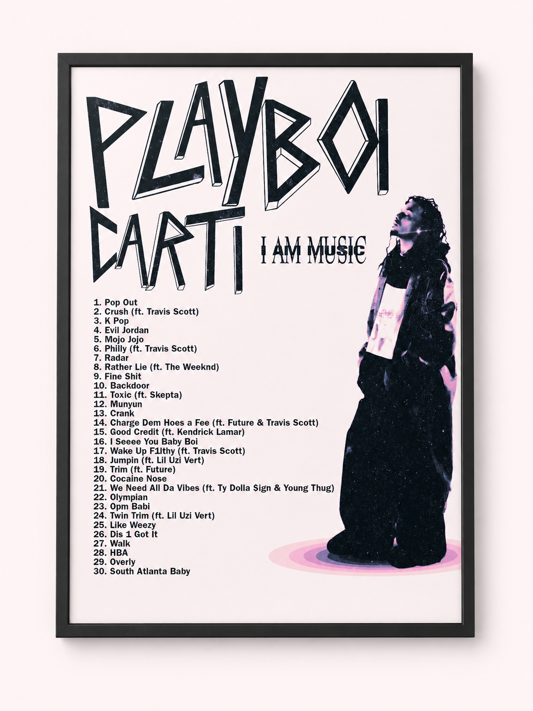 Playboi Carti I AM MUSIC Треклист Постер | Настенный постер для спальни без рамы