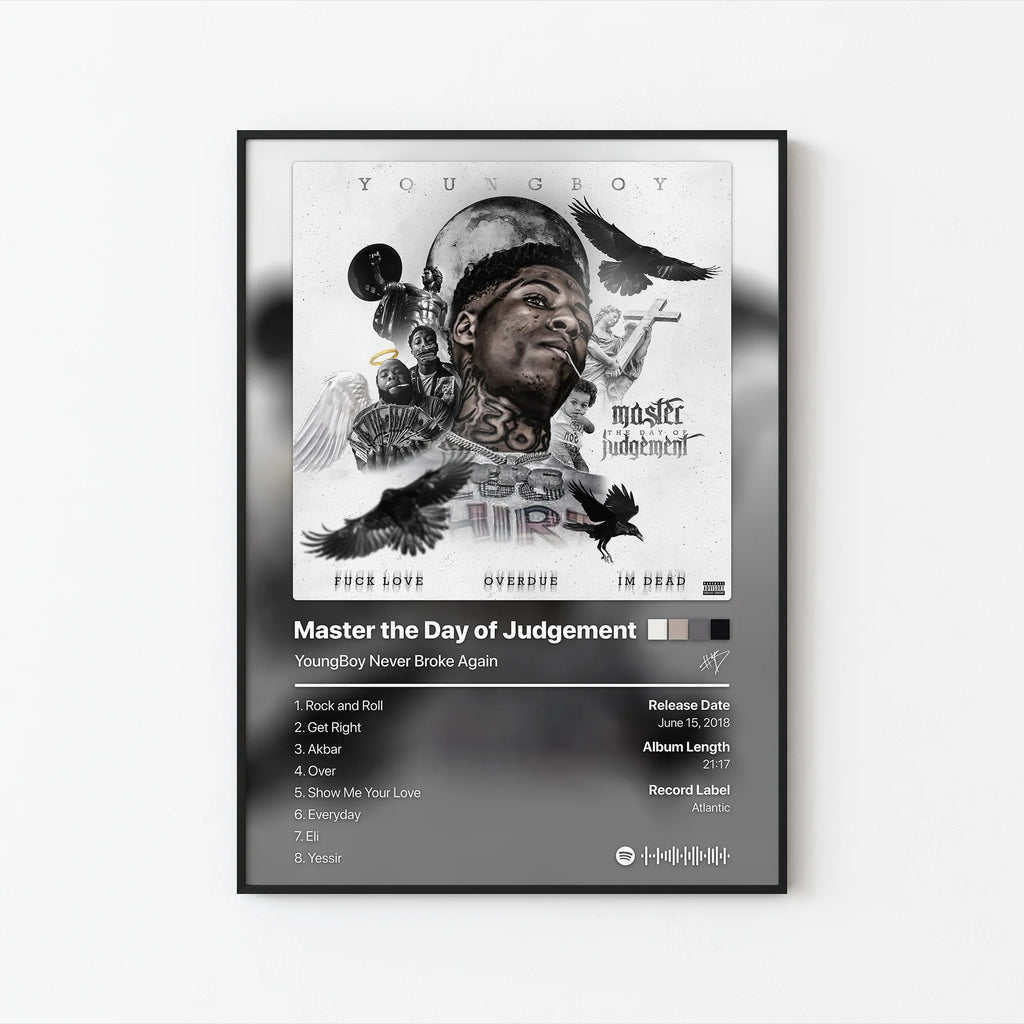 YoungBoy Never Broke Again Master the Day of Judgement Tracklist  | Unframed Bedroom Wall Art album cover poster print wall art decor