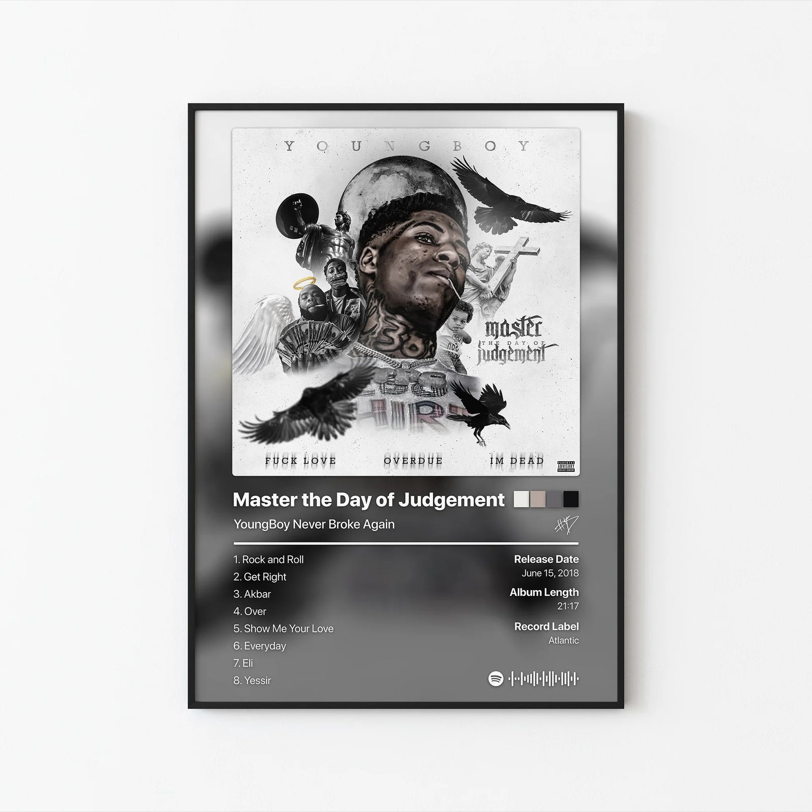 YoungBoy Never Broke Again Master the Day of Judgement Tracklist | Unframed Bedroom album cover poster print wall art decor