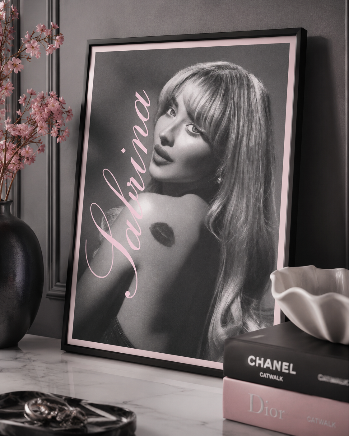 Sabrina Carpenter Grey Portrait | Unframed Bedroom album cover poster print wall art decor