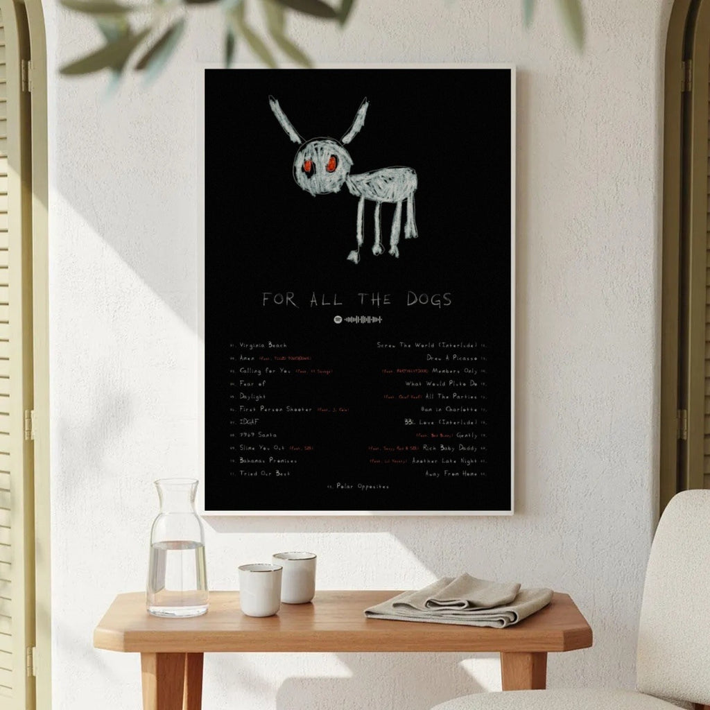 Drake For All The Dogs Hand-Drawn Sketch album cover poster print wall art decor