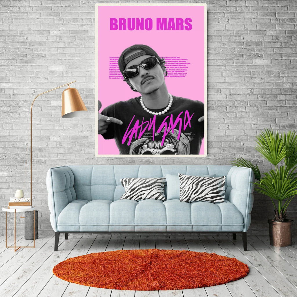 Bruno Mars Pink Pop Art Wall Art Print album cover poster print wall art decor