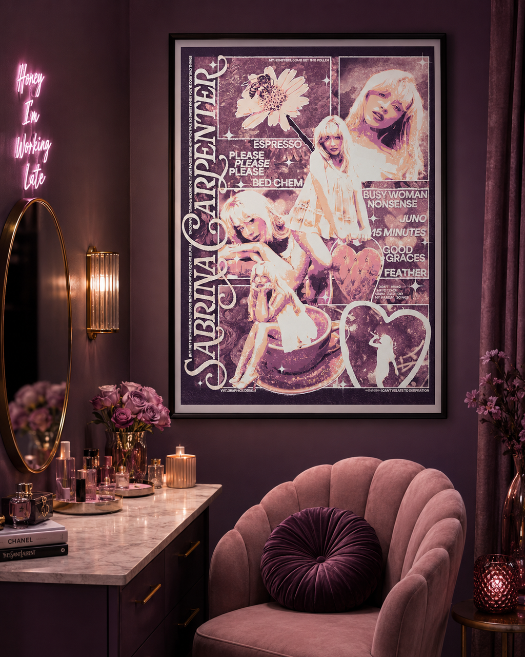 Sabrina Carpenter Pop Collage  | Unframed Bedroom Wall Art album cover poster print wall art decor