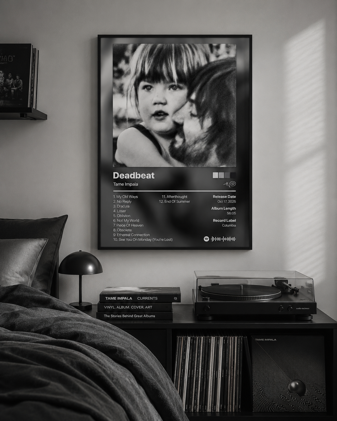 Tame Impala Deadbeat Tracklist | Unframed Bedroom album cover poster print wall art decor