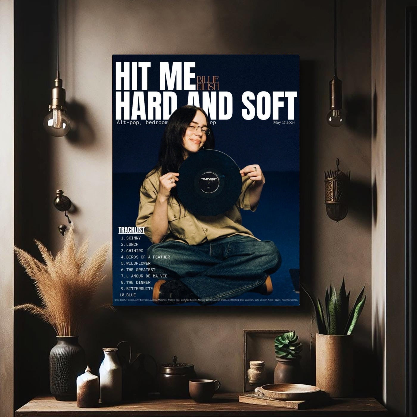Billie Eilish Silhouette Blue Modern Art album cover poster print wall art decor