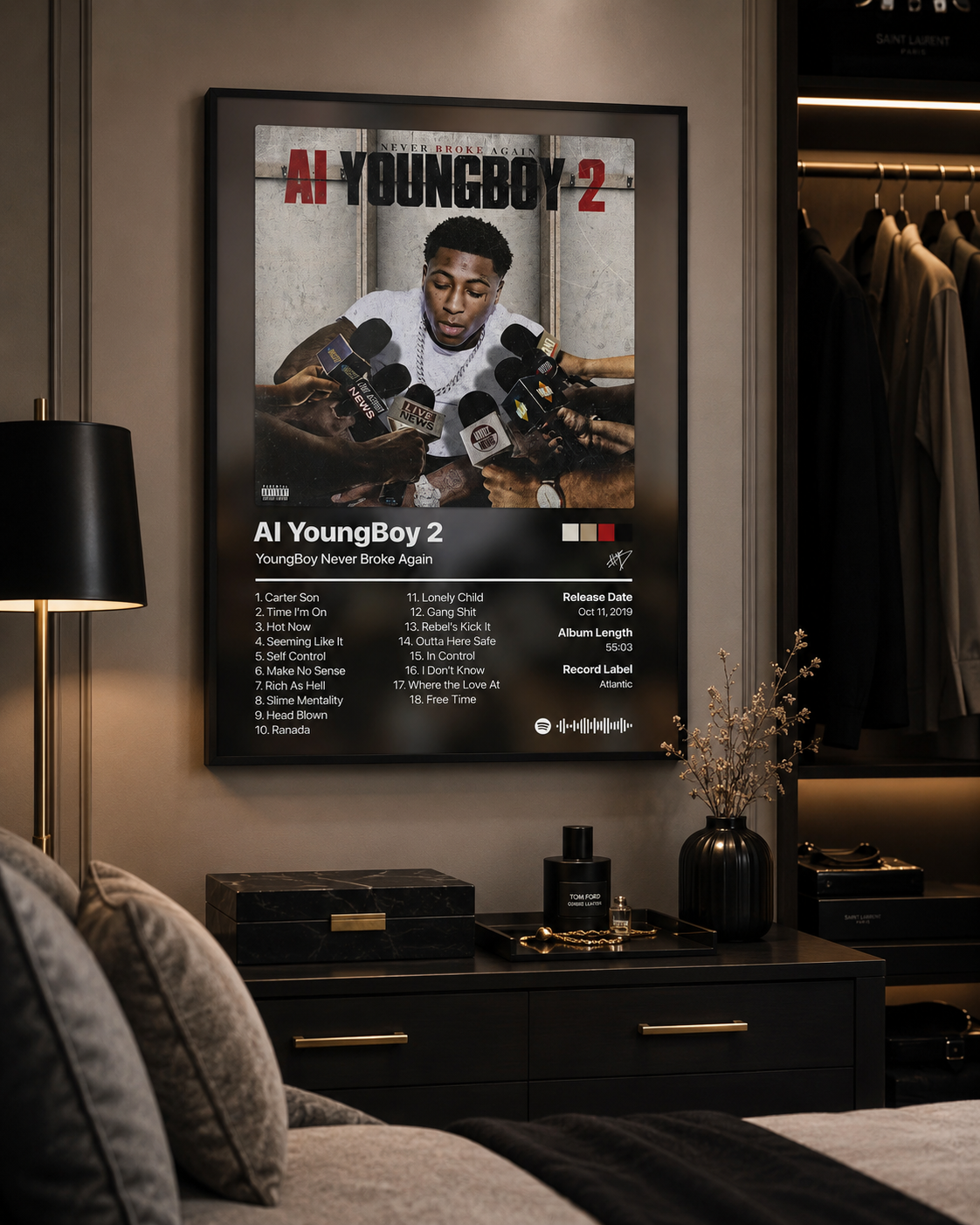 YoungBoy Never Broke Again AI YoungBoy 2 Tracklist Poster | Unframed Bedroom Wall Art