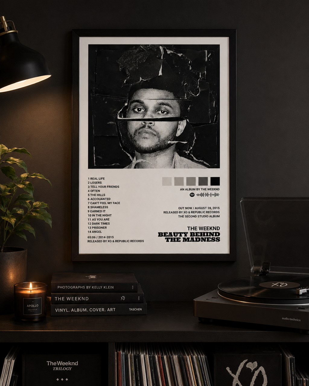 The Weeknd Beauty Behind the Madness Tracklist Wall Art Print - Premium Canvas , Music  Decor album cover poster print wall art decor