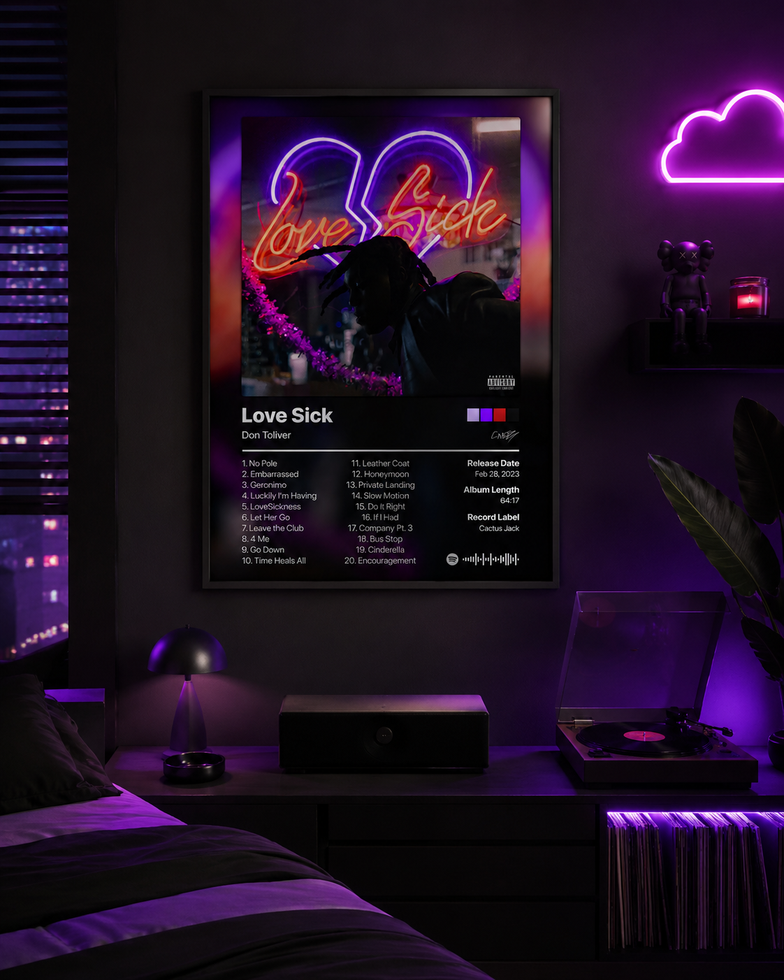 Don Toliver Love Sick Tracklist Poster | Unframed Bedroom Wall Art