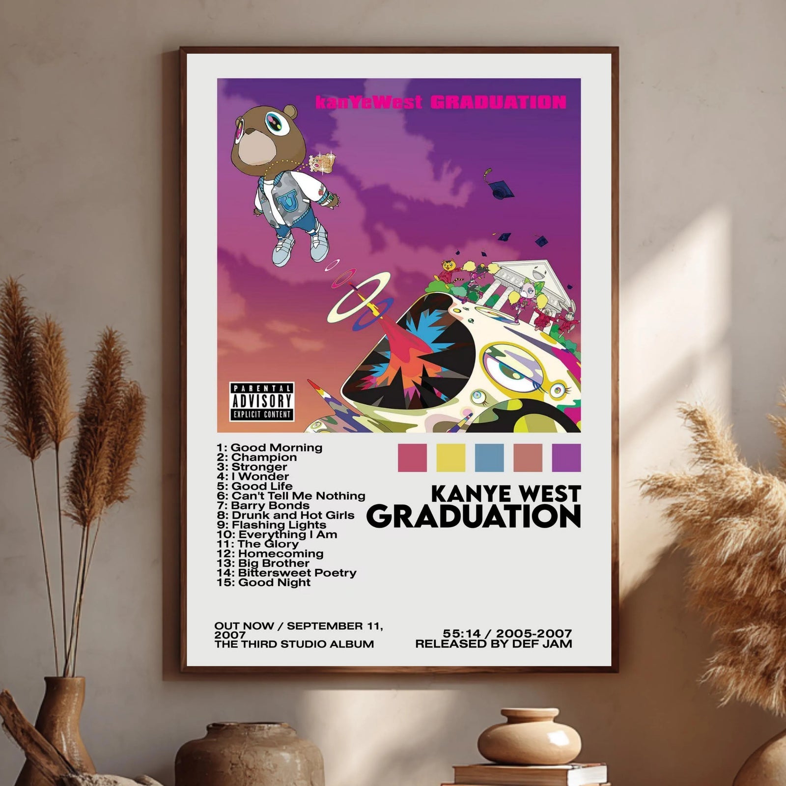 Kanye West Graduation Tracklist  Brick Edition album cover poster print wall art decor