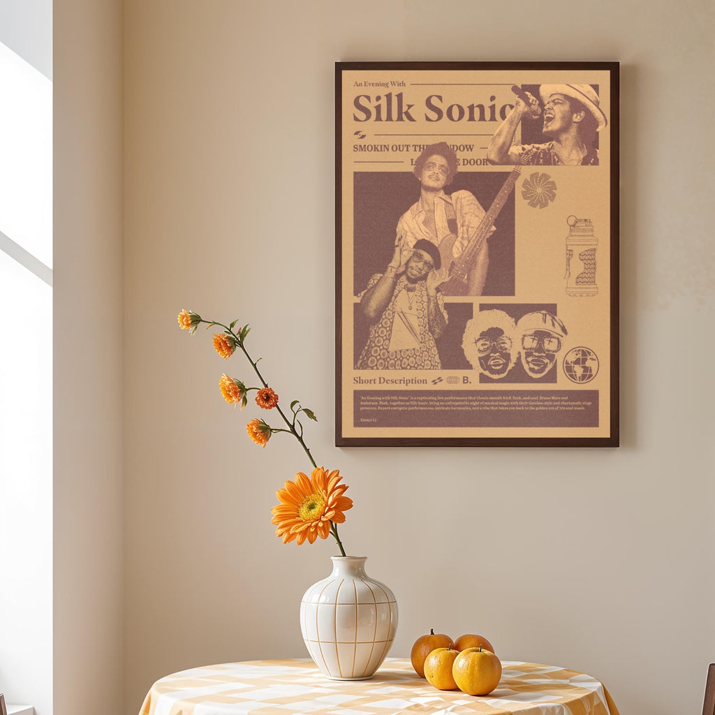 Bruno Mars Silk Sonic Newspaper Wall Art album cover poster print wall art decor
