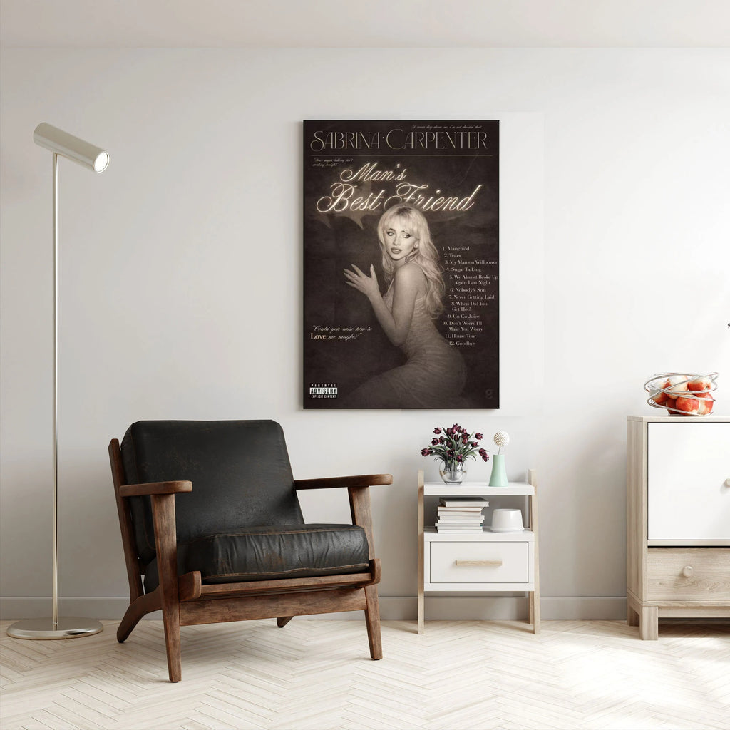 Sabrina Carpenter Man’s Best Friend Tracklist  | Unframed Bedroom Wall Art album cover poster print wall art decor