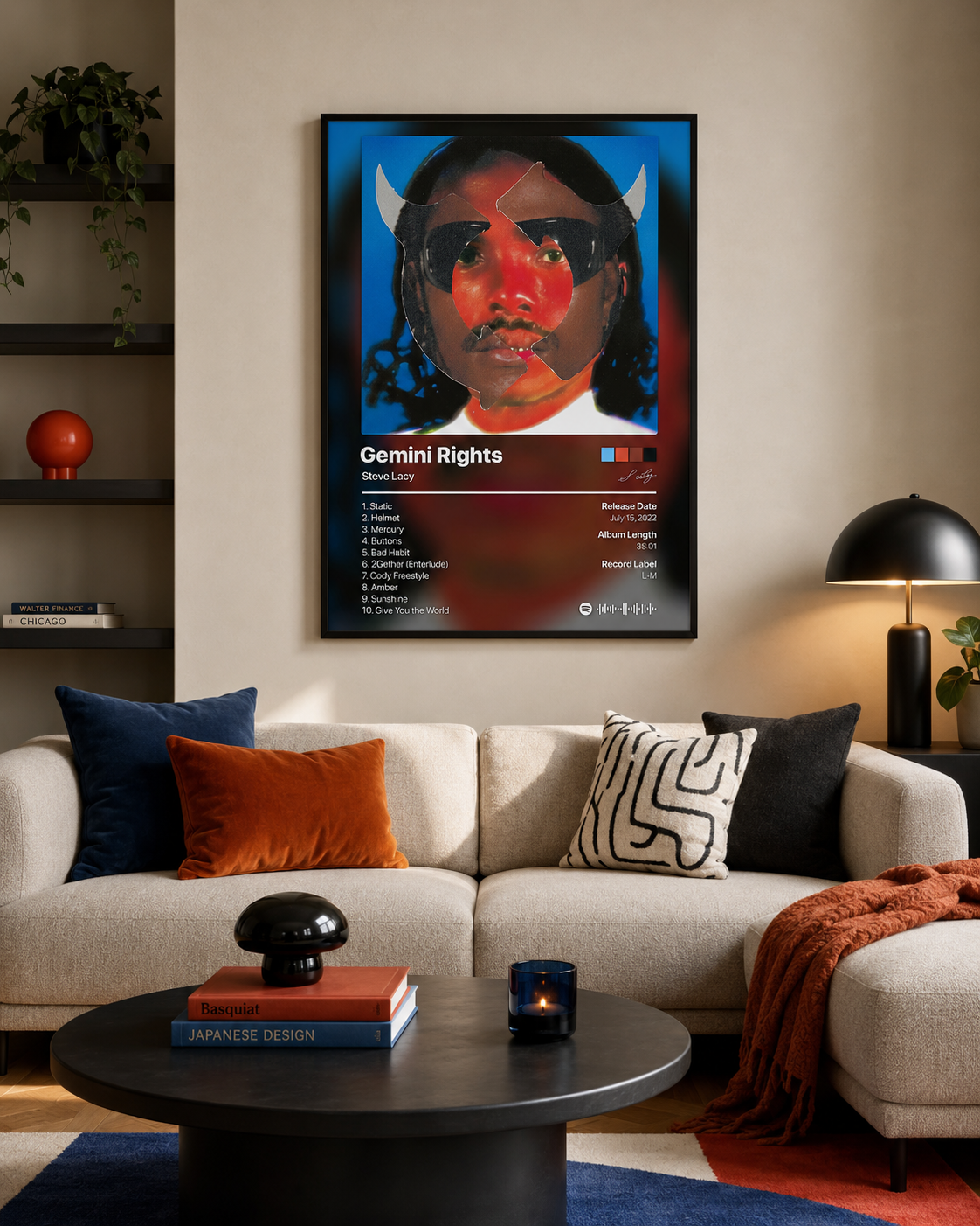 Steve Lacy Gemini Rights Tracklist Poster | Unframed Bedroom Wall Art