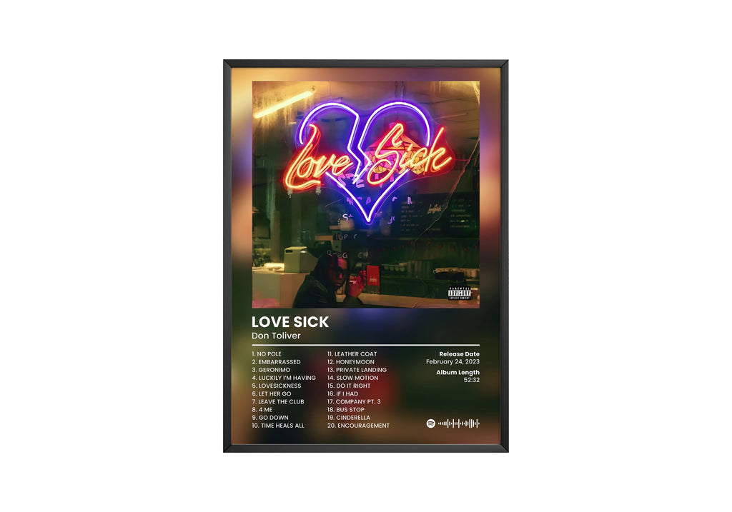 Don Toliver Love Sick Tracklist  | Unframed Bedroom Wall Art album cover poster print wall art decor