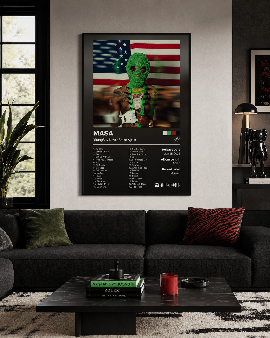 YoungBoy Never Broke Again MASA Tracklist Poster | Unframed Bedroom Wall Art