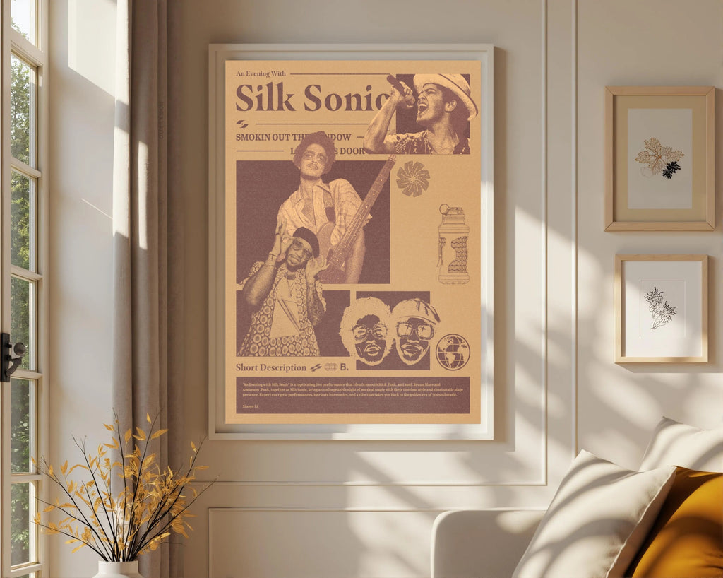 Bruno Mars Silk Sonic Newspaper Wall Art album cover poster print wall art decor
