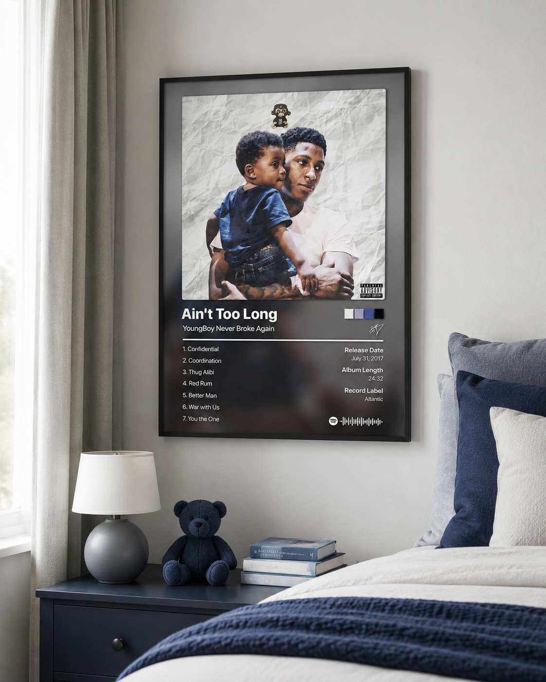 YoungBoy Never Broke Again Ain't Too Long Tracklist Poster | Unframed Bedroom Wall Art