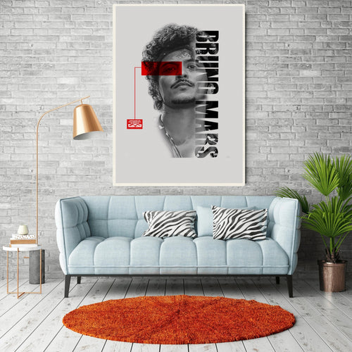 Bruno Mars Minimalist Portrait album cover poster print wall art decor