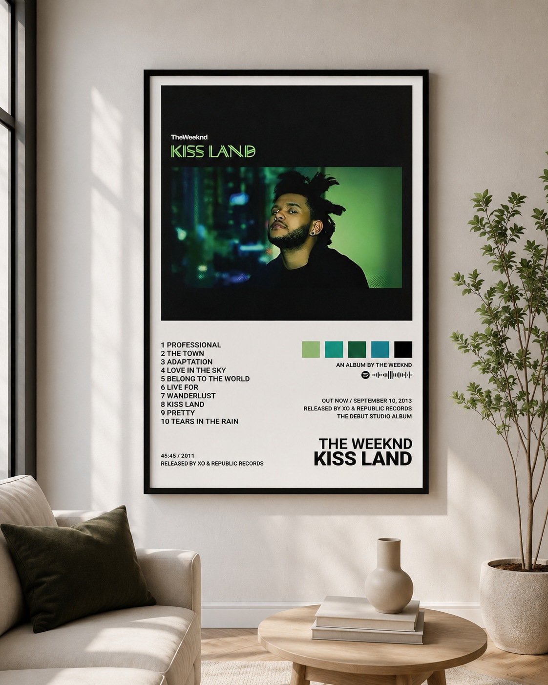 The Weeknd Kiss Land   | Waterproof Non-Woven Fabric  The Weeknd Kiss Land  - Premium Canvas , Music  Decor album cover poster print wall art decor