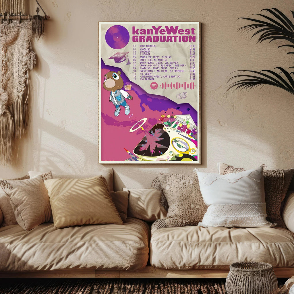 Kanye West Graduation Tracklist Wall Art Cream Edition II album cover poster print wall art decor