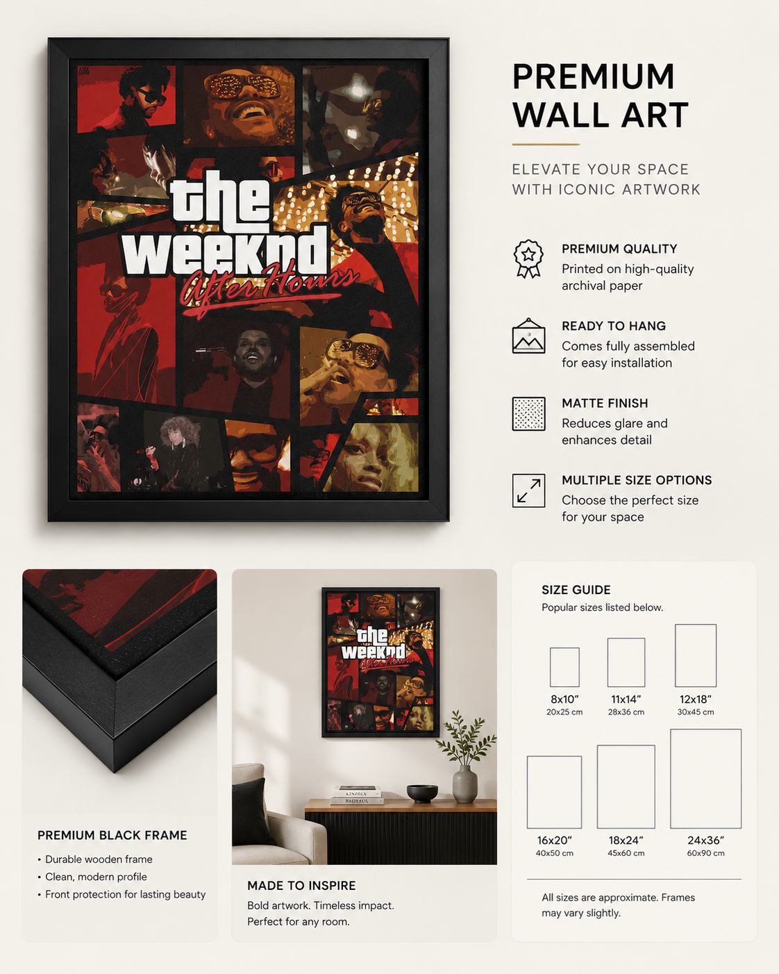 The Weeknd GTA Style  - Premium Canvas , Music Fan Decor album cover poster print wall art decor