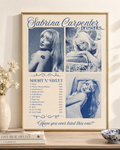 Sabrina Carpenter Short n' Sweet Tracklist Poster | Unframed Bedroom Wall Art