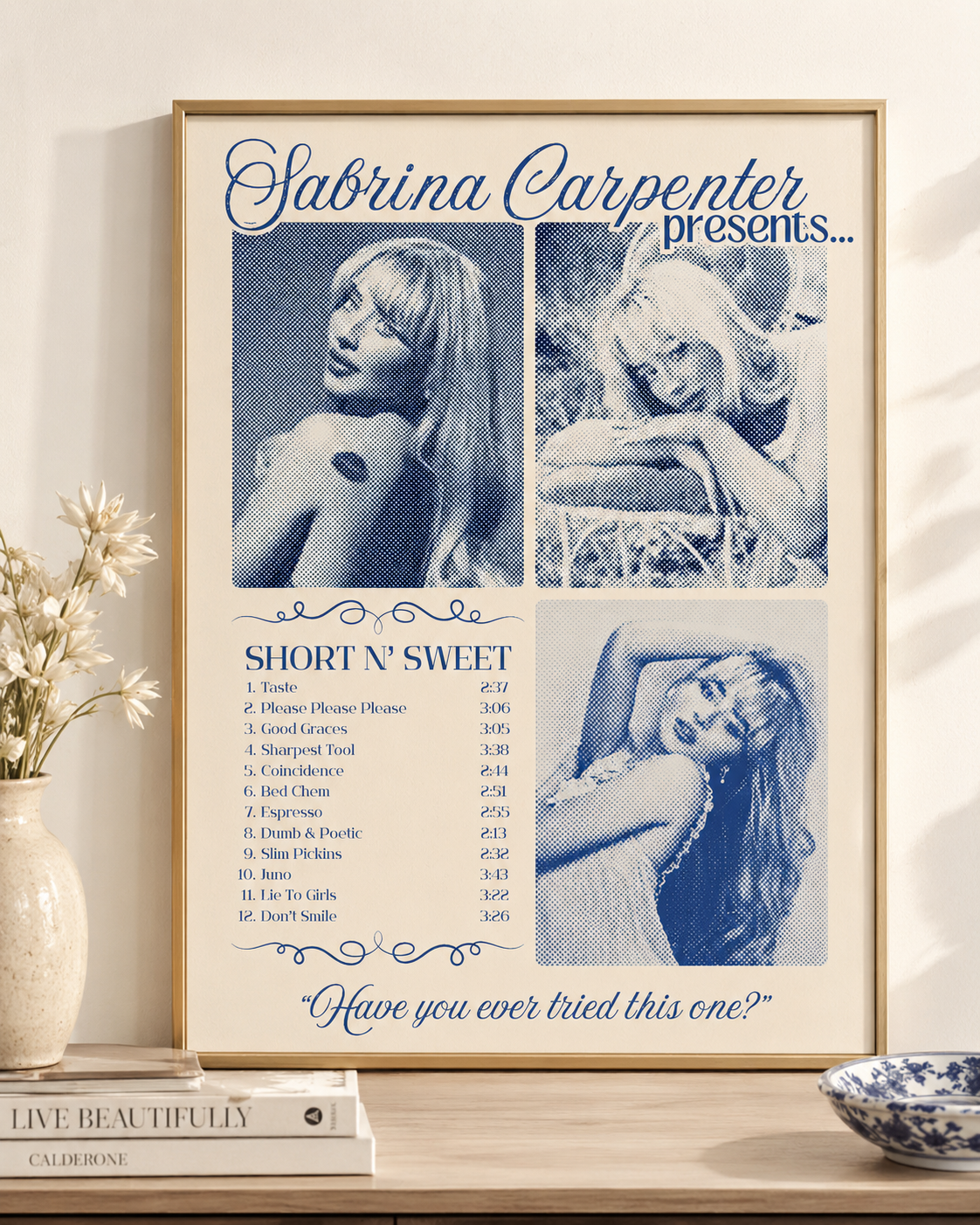 Sabrina Carpenter Short n Sweet Tracklist  | Unframed Bedroom album cover poster print wall art decor