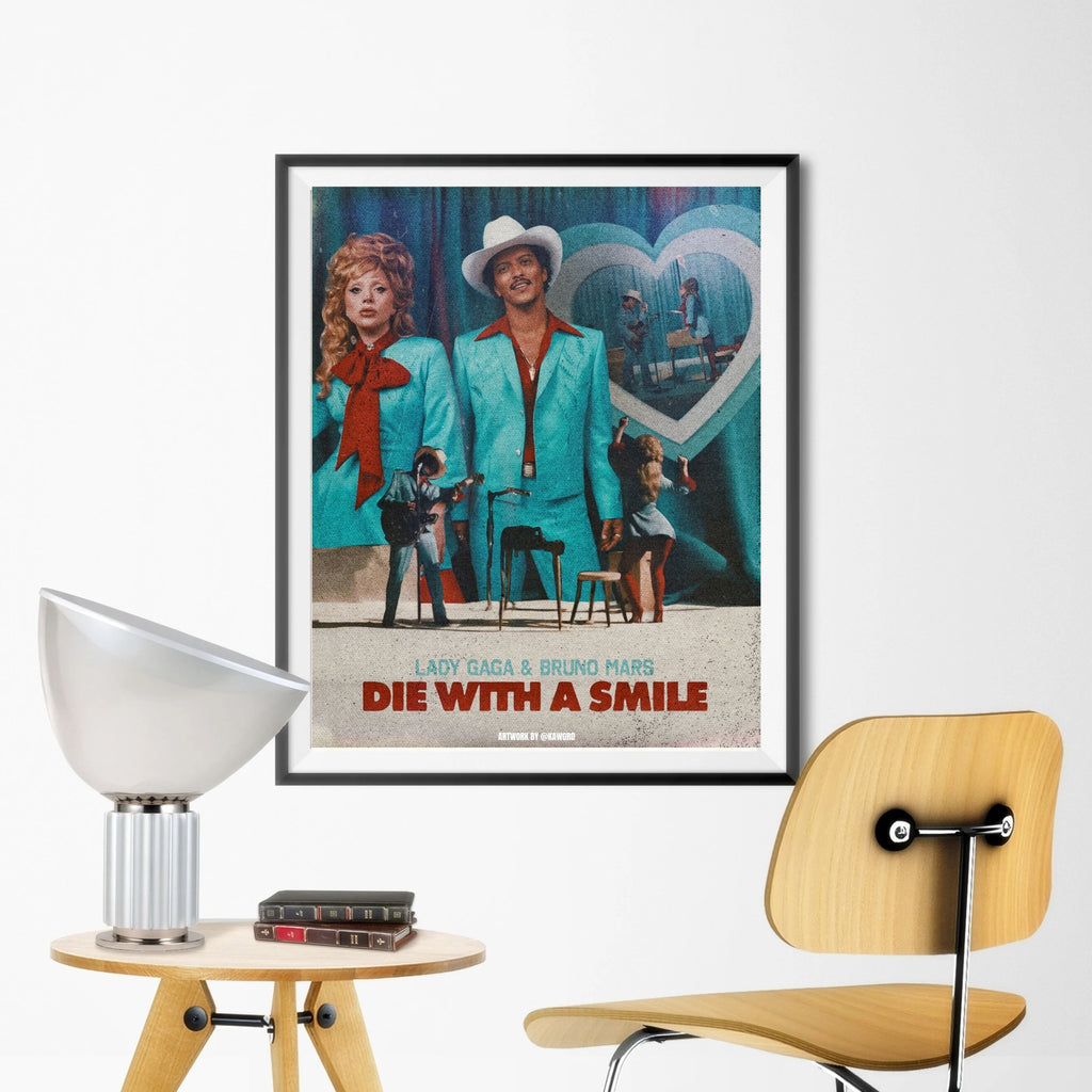 Bruno Mars Lady Gaga &  Die With A Smile Vintage Wall Art album cover poster print wall art decor