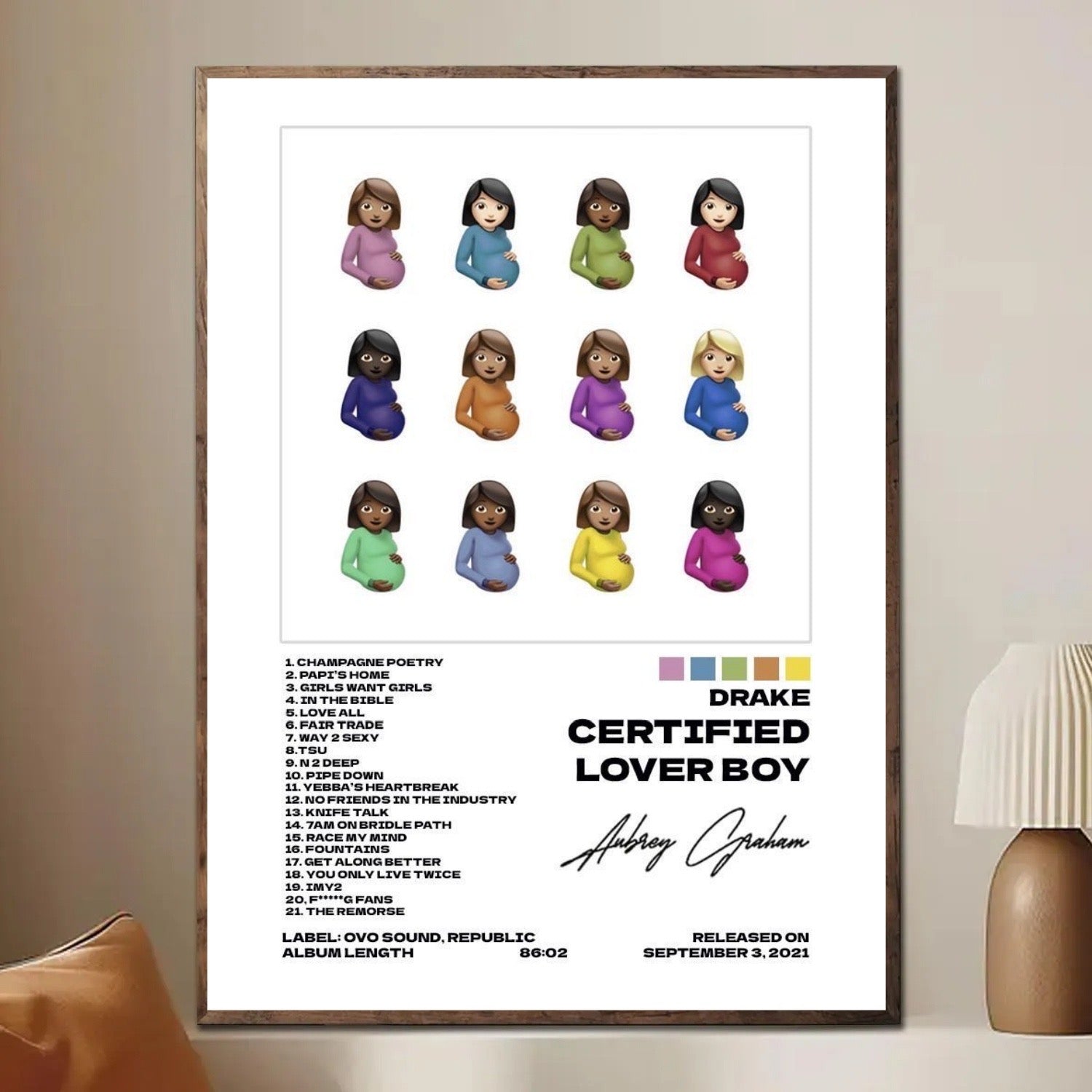 Drake Certified Lover Boy Emoji Grid Canvas Art album cover poster print wall art decor