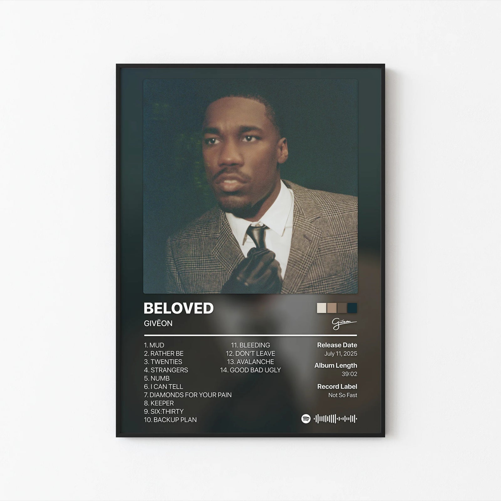 GIVĒON BELOVED Tracklist | Unframed Bedroom album cover poster print wall art decor