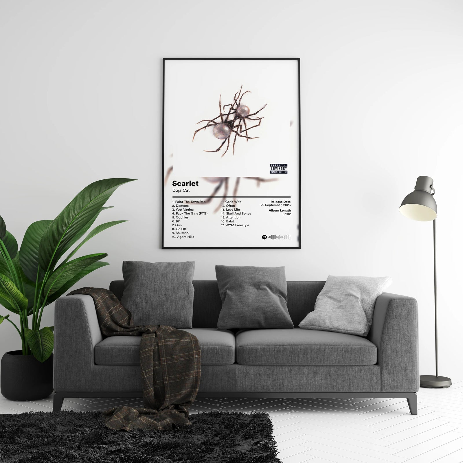 Doja Cat Scarlet Tracklist | Unframed Bedroom album cover poster print wall art decor