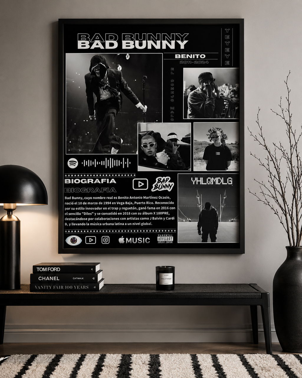 Bad Bunny Black Collage  | Unframed Bedroom Wall Art album cover poster print wall art decor
