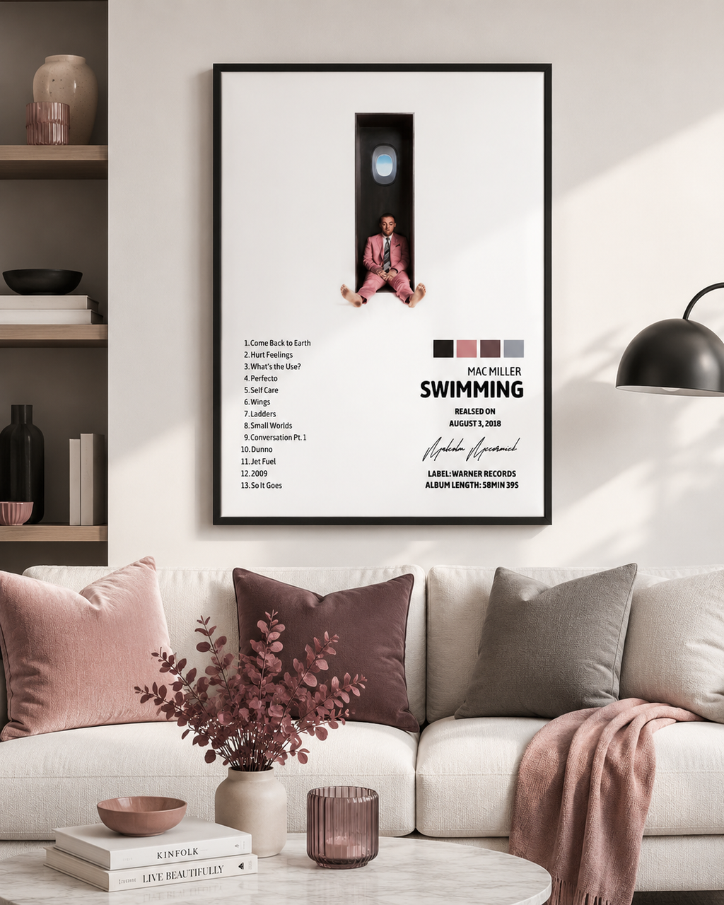 Mac Miller Swimming Tracklist  | Unframed Bedroom Wall Art album cover poster print wall art decor